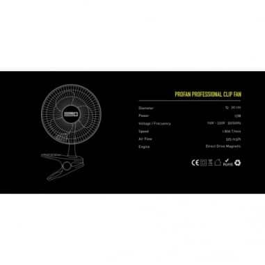 VENTILADOR CLIP FAN 20CM/12W-GARDEN HIGHPRO
